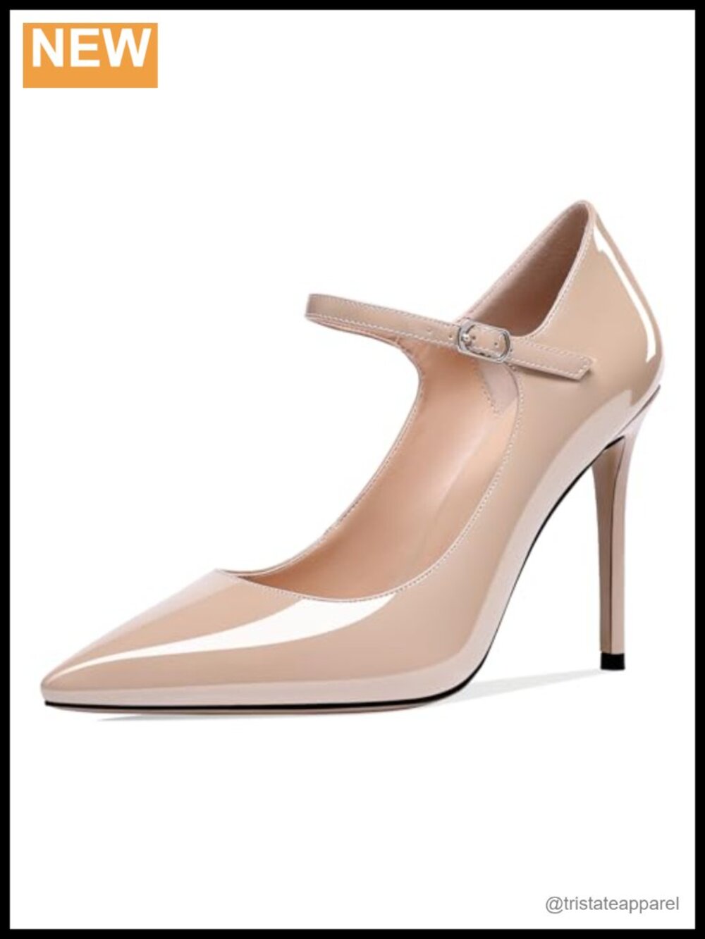 Women's Pointed Toe Mary Jane Pumps Stiletto High Heel Ankle Strap Faux Leather